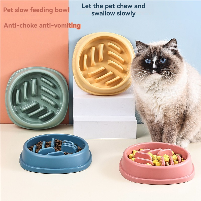 Slow Feeder Dog Bowl - Perlengkapan hewan peliharaan mangkuk plastik, mangkuk