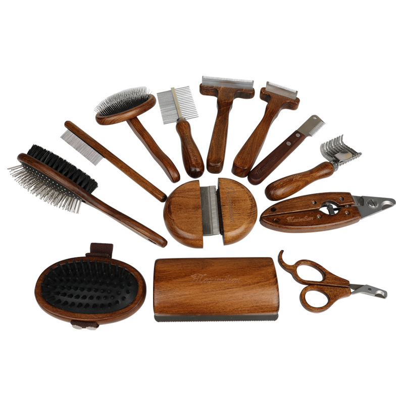 Pet X Supplies & Tack - Sisir anjing peliharaan kayu padat antik,